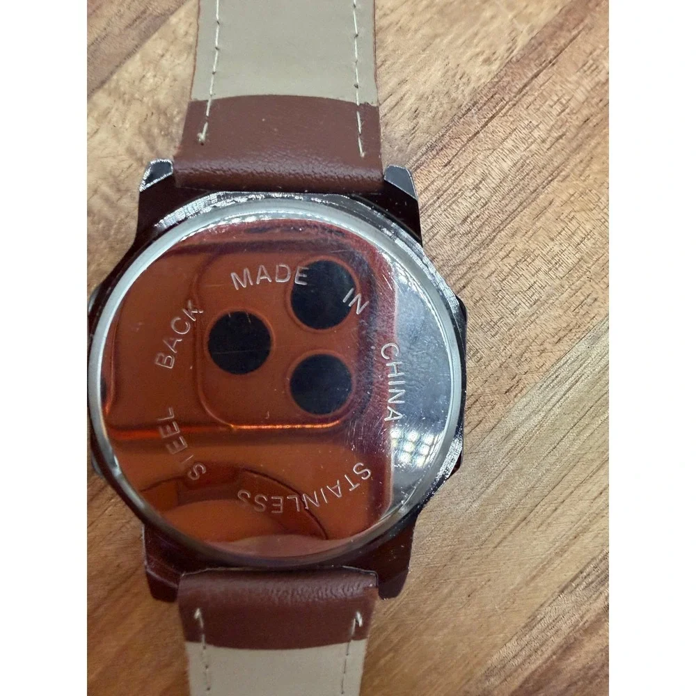 Nanxi Superman Themed‎ Watch 11300 Black Octagonal Case Leather Strap 0463